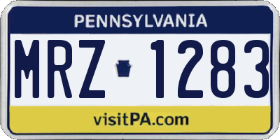 PA license plate MRZ1283