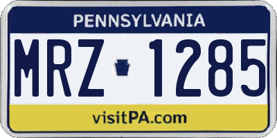 PA license plate MRZ1285