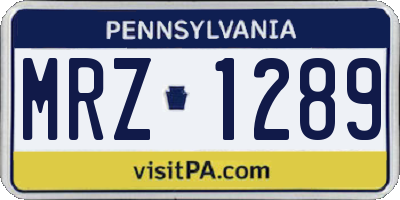 PA license plate MRZ1289