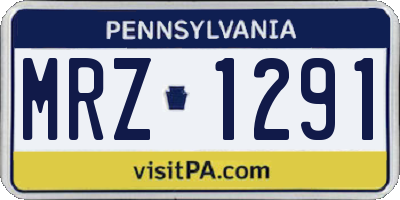 PA license plate MRZ1291