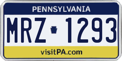 PA license plate MRZ1293