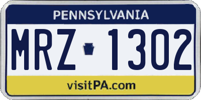 PA license plate MRZ1302
