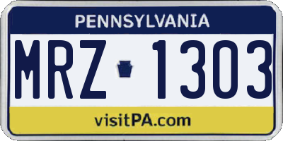 PA license plate MRZ1303
