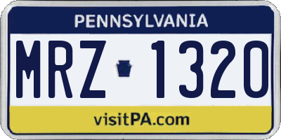 PA license plate MRZ1320