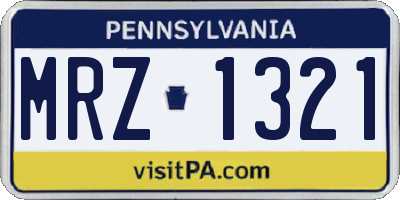 PA license plate MRZ1321