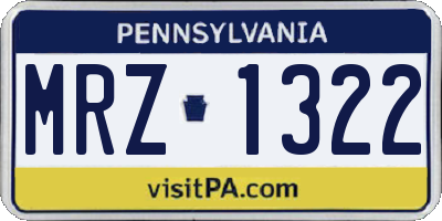 PA license plate MRZ1322