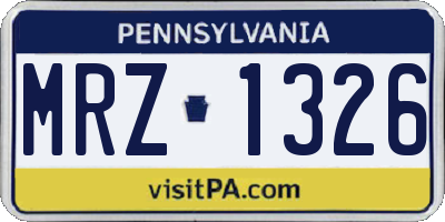 PA license plate MRZ1326