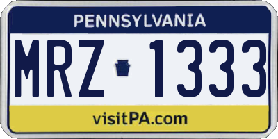 PA license plate MRZ1333