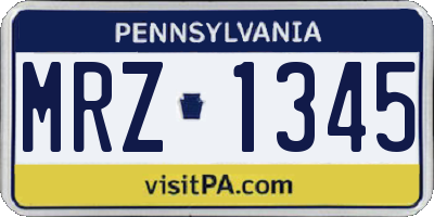 PA license plate MRZ1345