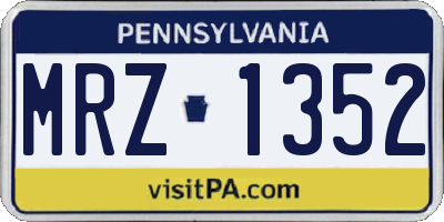 PA license plate MRZ1352