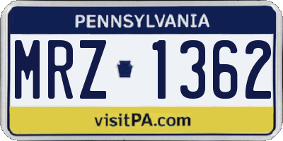 PA license plate MRZ1362