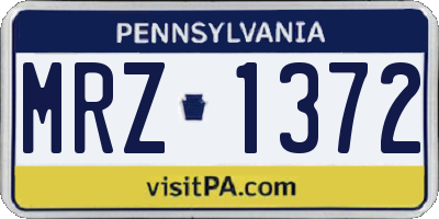 PA license plate MRZ1372