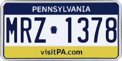 PA license plate MRZ1378