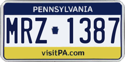PA license plate MRZ1387