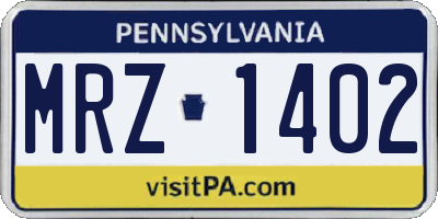 PA license plate MRZ1402