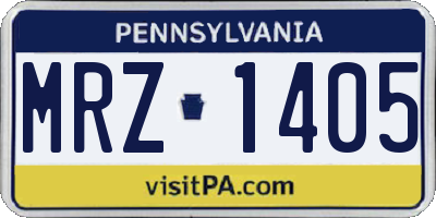 PA license plate MRZ1405
