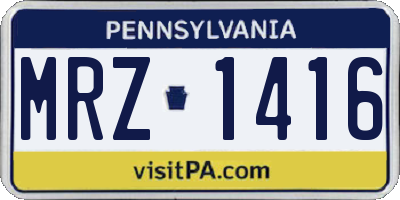 PA license plate MRZ1416