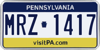 PA license plate MRZ1417