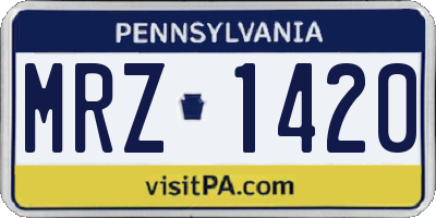 PA license plate MRZ1420