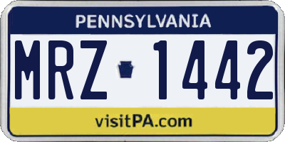PA license plate MRZ1442