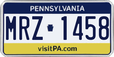 PA license plate MRZ1458