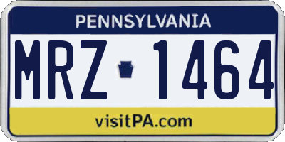 PA license plate MRZ1464