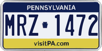 PA license plate MRZ1472