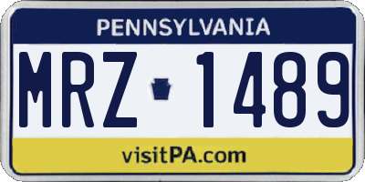 PA license plate MRZ1489