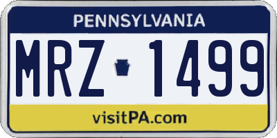 PA license plate MRZ1499