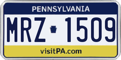 PA license plate MRZ1509
