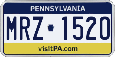 PA license plate MRZ1520