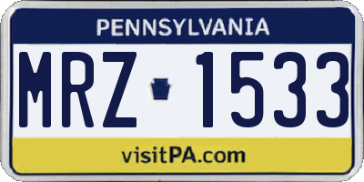 PA license plate MRZ1533