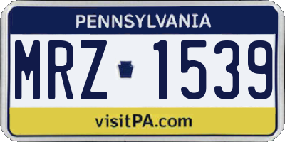 PA license plate MRZ1539