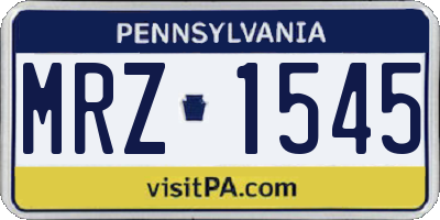 PA license plate MRZ1545