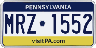 PA license plate MRZ1552