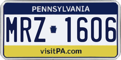 PA license plate MRZ1606