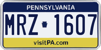 PA license plate MRZ1607