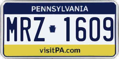PA license plate MRZ1609