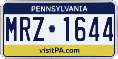 PA license plate MRZ1644