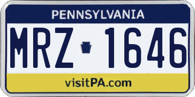 PA license plate MRZ1646