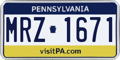 PA license plate MRZ1671