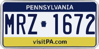 PA license plate MRZ1672