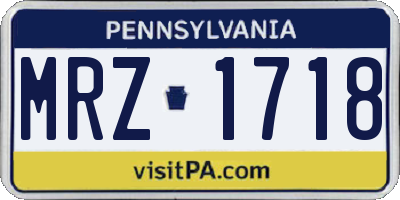 PA license plate MRZ1718