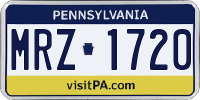 PA license plate MRZ1720