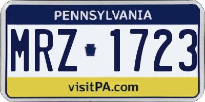 PA license plate MRZ1723