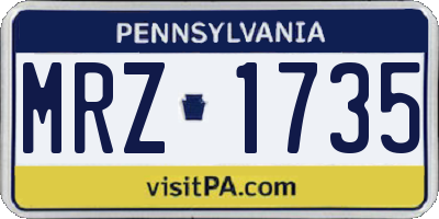 PA license plate MRZ1735
