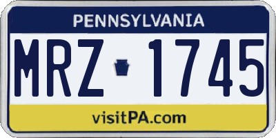 PA license plate MRZ1745