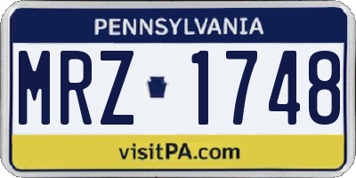 PA license plate MRZ1748