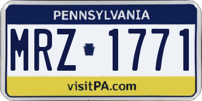 PA license plate MRZ1771