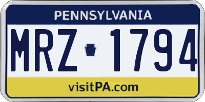 PA license plate MRZ1794